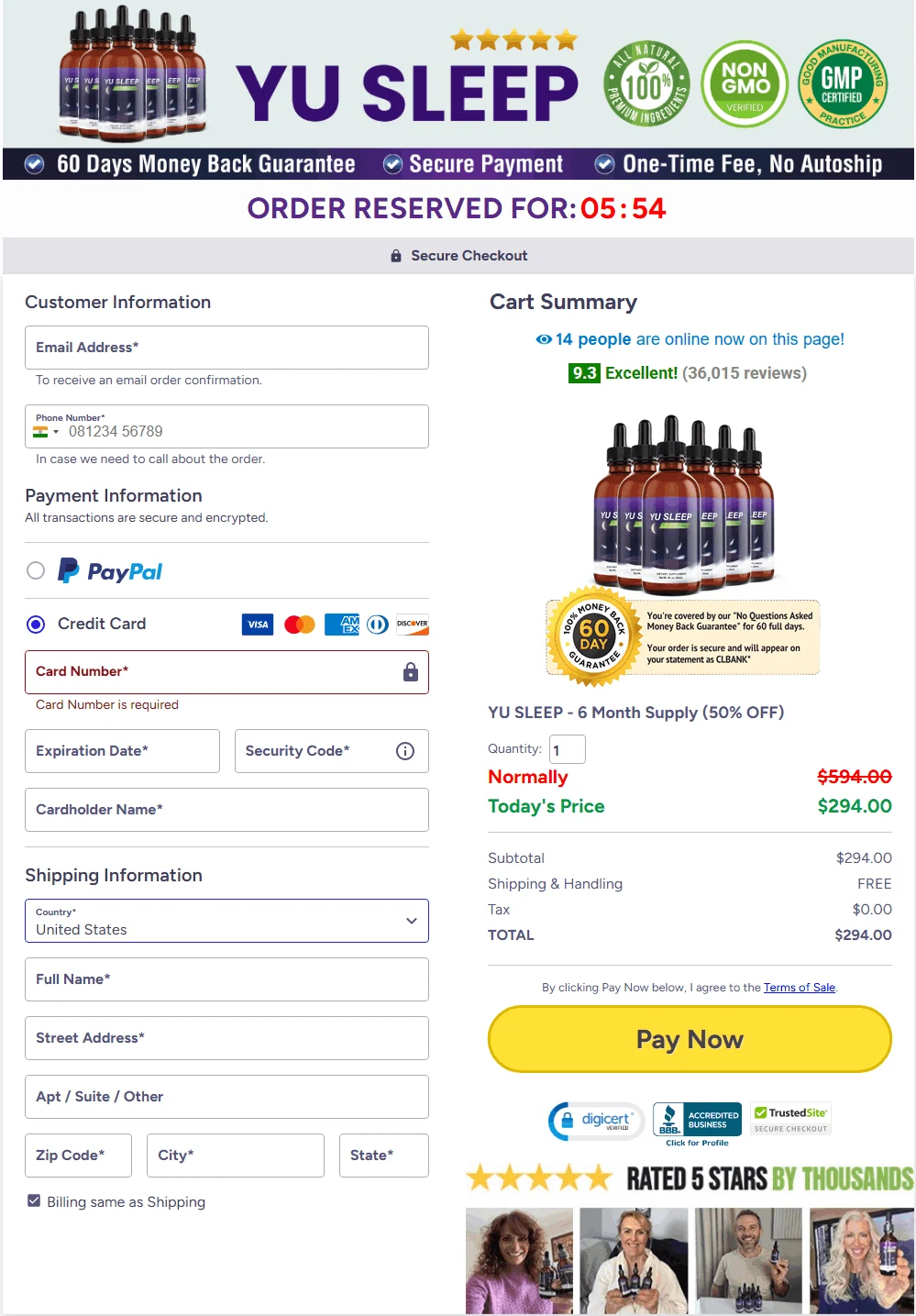 Yu Sleep -order-page
